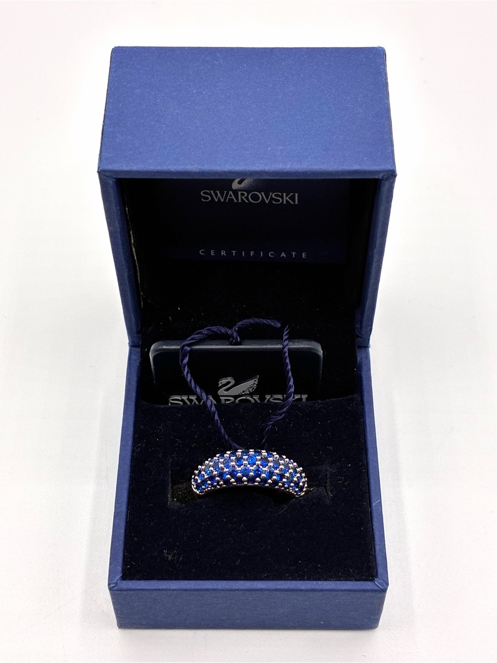 Swarovski Maeva Ring Blue Size 52 Pave Timeless Beauty Cocktail Silver Tone 5.75